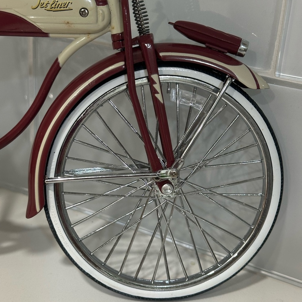 Rare Vintage Jet Liner Bicycle 1950s Boys Bike Cycle Metal Model Length: 11.5 " - Picture 9 of 15
